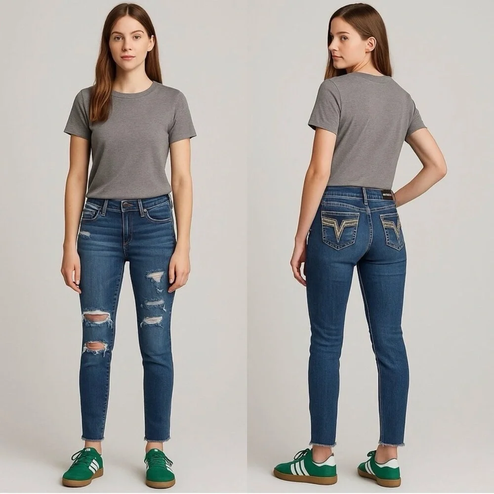 🔥 VIGOSS Women’s The Chelsea Mid-Rise Skinny Distressed Jeans Sz 11/12 ✨ - Picture 14 of 14